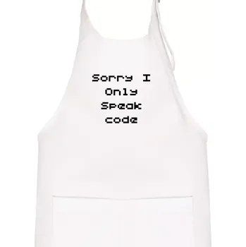 Kuchyňská zástěra Sorry I Only Speak code - Dětská zástěra na vaření - Univerzální velikost ( Bílá )