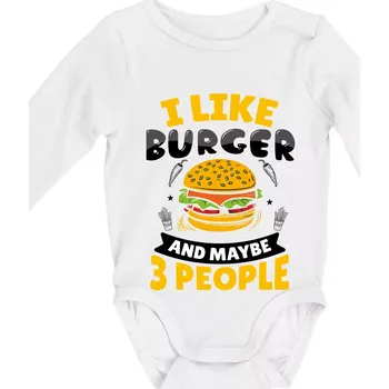 Kojenecký body I like burger and maybe 3 people - Body kojenecké s dlouhým rukávem - Dlouhý r. do 3 měs ( Bílá )