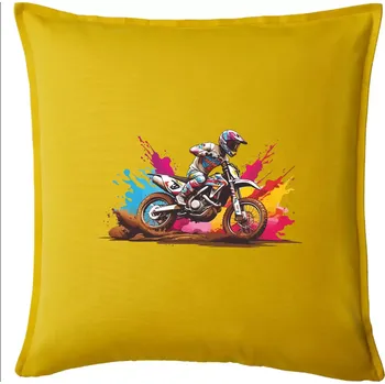 Polštář Cross motorka splash - Polštář 50x50 - 50x50 - Pouze potah ( Žlutá )