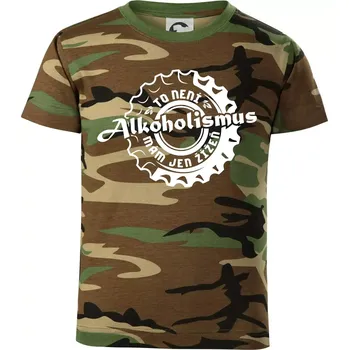 Alkoholismus pivo - Dětské maskáčové triko - 134 cm/8 let ( Hnědý maskáč )