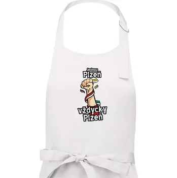 Kuchyňská zástěra Jednou Plzeň vždycky Plzeň - Pánská zástěra na vaření - Univerzální velikost ( Bílá )
