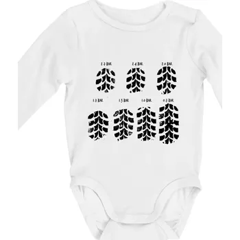 Pneumatiky - obtisk v závislosti na tlaku - Body kojenecké s dlouhým rukávem - Dlouhý r. 3-6 měs ( Bílá )