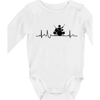 Kojenecký body EKG bubeník - Body kojenecké s dlouhým rukávem - Dlouhý r. do 3 měs ( Bílá )