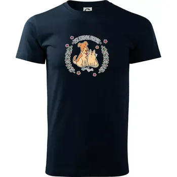 Kočka a pes best friends - Triko extra velké (5-8XL) - 6XL ( Námořní modrá (velmi tmavá - téměř černá) )