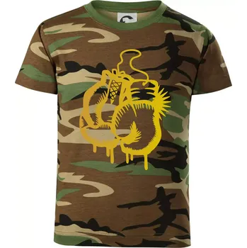 Box rukavice - zlatý potisk - Dětské maskáčové triko - 104-110cm / 3-4 roky ( Hnědý maskáč )