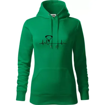 Dámská mikina EKG paramotor - Mikina dámská Cape s kapucí - L ( Středně zelená )