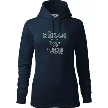 Dámská mikina Děkuji za to, že jsi - Mikina dámská Cape s kapucí - XL ( Námořní modrá (velmi tmavá - téměř černá) )