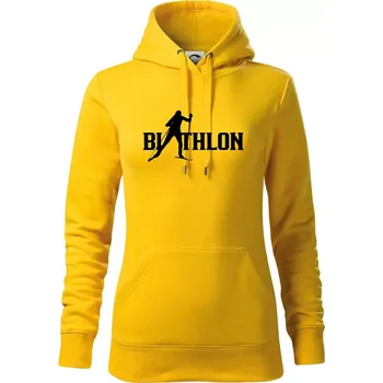 Dámská mikina Biathlon nápis - Mikina dámská Cape s kapucí - M ( Žlutá )