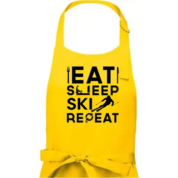 Kuchyňská zástěra Eat sleep ski repeat - Dámská zástěra na vaření - Univerzální velikost ( Žlutá )