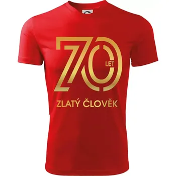 Chlapecké tričko 70 let zlatý člověk - Dětské triko sportovní (dresovina) - 122 cm/6 let ( Červená )