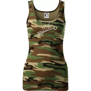 Dámské tričko Love šíp - Dámské Maskáčové tílko - L ( Hnědý maskáč )