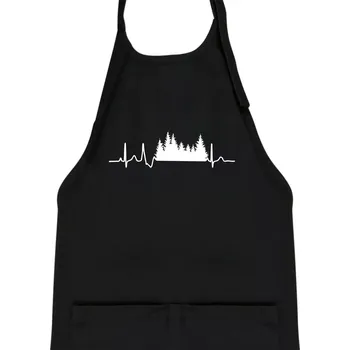 Kuchyňská zástěra EKG les - Dětská zástěra na vaření - Univerzální velikost ( Černá )