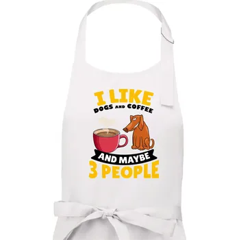 Kuchyňská zástěra I like dogs and coffee and maybe 3 people - Dámská zástěra na vaření - Univerzální velikost ( Bílá )