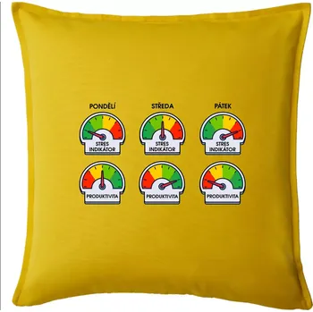 Polštář Průběh pracovního týdne - Polštář 50x50 - 50x50 - Pouze potah ( Žlutá )