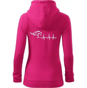 Dámská mikina Hlava koně EKG - Dámská mikina trendy zipper s kapucí - XS ( Purpurová )