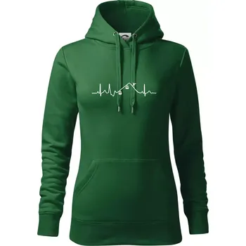 Dámská mikina EKG lanovka - Mikina dámská Cape s kapucí - XL ( Lahvově zelená )