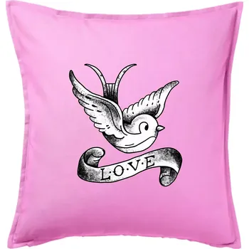 Polštář Love holubice - kreslená - Polštář 50x50 - 50x50 - Pouze potah ( Růžová )