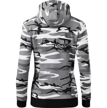 Dámská mikina Muzikant volume EKG - Dámská mikina trendy zipper s kapucí - L ( Šedý maskáč )