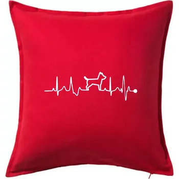 Polštář Ekg psí obrys - Polštář 50x50 - 50x50 - Pouze potah ( Červená )