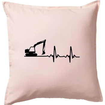 Polštář EKG bagr - Polštář 50x50 - 50x50 - Včetně výplně ( Světle růžová )