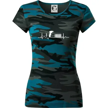 EKG prodavačka - Dámské maskáčové triko - M ( Petrolejová maskáč )