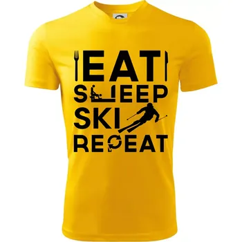 Chlapecké tričko Eat sleep ski repeat - Dětské triko sportovní (dresovina) - 122 cm/6 let ( Žlutá )