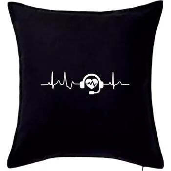 Polštář EKG tísňová linka - Polštář 50x50 - 50x50 - Pouze potah ( Černá )
