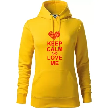 Dámská mikina Keep calm and love me - Mikina dámská Cape s kapucí - XS ( Žlutá )