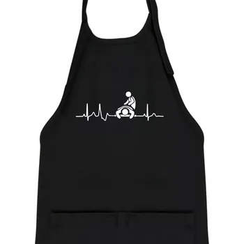 Kuchyňská zástěra EKG masáž - Dětská zástěra na vaření - Univerzální velikost ( Černá )