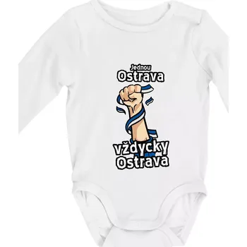 Jednou Ostrava vždycky Ostrava - Body kojenecké s dlouhým rukávem - Dlouhý r. 3-6 měs ( Bílá )