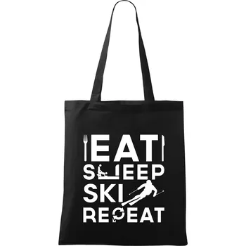 Eat sleep ski repeat - Taška bavlněná - 42 x 38 cm ( Černá )
