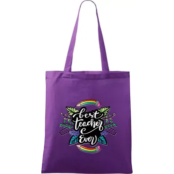 Barevné tužky best teacher ever - Taška bavlněná - 42 x 38 cm ( Fialová )
