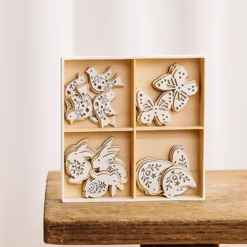 Velikonoční dekorace ROSA Přízdoby dřevěné bílé 24 ks