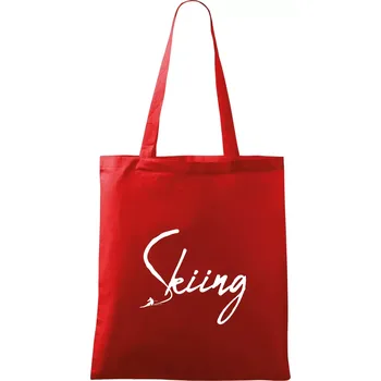 Skiing nápis lyžař - Taška bavlněná - 42 x 38 cm ( Červená )