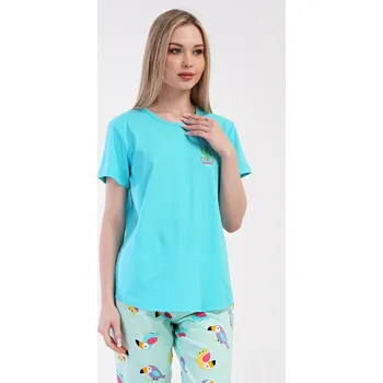 Dámské pyžamo Vienetta Dámské pyžamo kapri Papoušek Barva: tyrkysová, Velikost: L