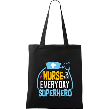 Nákupní taška Nurse everyday superhero - Taška bavlněná - 42 x 38 cm ( Černá )
