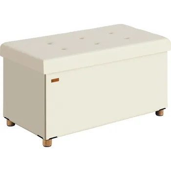 Skládací lavice béžová sametová s úložným prostorem | 76x38x42cm