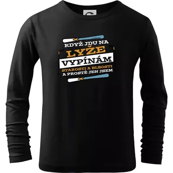 Chlapecké oblečení Když jdu na lyže, vypínám starosti - Triko dětské Long Sleeve - 146 cm/10 let ( Černá )