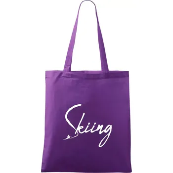 Nákupní taška Skiing nápis lyžař - Taška bavlněná - 42 x 38 cm ( Fialová )