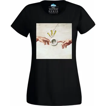 Dámské tričko Dámské tričko Spojení Boha s Elektřinou (Velikost: 4XL, Barva: Černá)