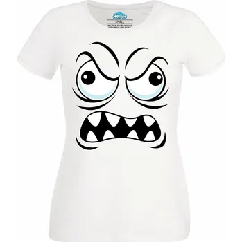Dámské tričko Dámské tričko Rozzuřený Smajlík Mad Cartoon Emoji (Velikost: 4XL, Barva: Bílá)