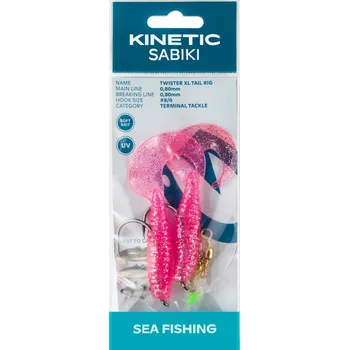 Kinetic - Návazec Sabiki Twister XL Tail rig 130cm 0,80mm vel.8/0 - Pink/Silver