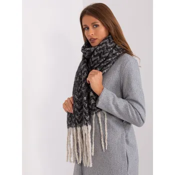 Šála Černo-bežová geometrická šála AT-