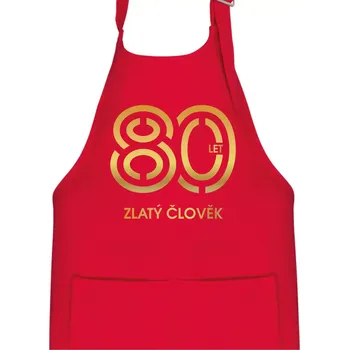 Kuchyňská zástěra 80 let zlatý člověk - Dětská zástěra na vaření - Univerzální velikost ( Červená )