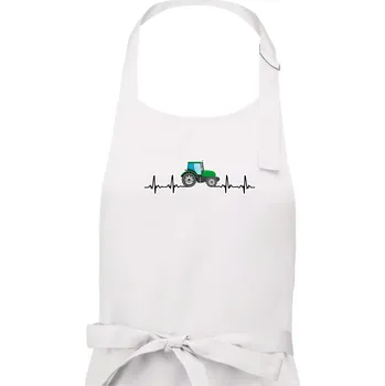 Kuchyňská zástěra Traktor barevný ekg - Pánská zástěra na vaření - Univerzální velikost ( Bílá )