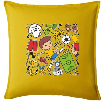 Polštář Malý fotbalista ikony - Polštář 50x50 - 50x50 - Pouze potah ( Žlutá )