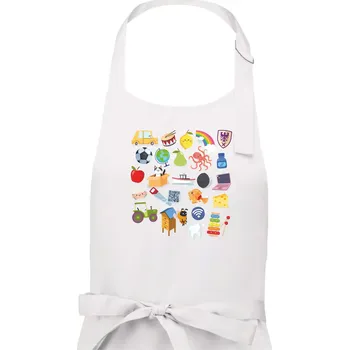 Kuchyňská zástěra Obrázková abeceda - Dámská zástěra na vaření - Univerzální velikost ( Bílá )