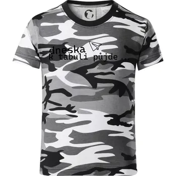 Chlapecké tričko Dneska k tabuli půjde - Dětské maskáčové triko - 146 cm/10 let ( Šedý maskáč )