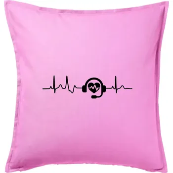 Polštář EKG tísňová linka - Polštář 50x50 - 50x50 - Pouze potah ( Růžová )