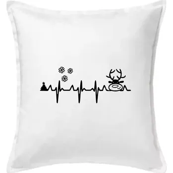 Polštář EKG Vánoce Vločky a sob - Polštář 50x50 - 50x50 - Pouze potah ( Bílá )